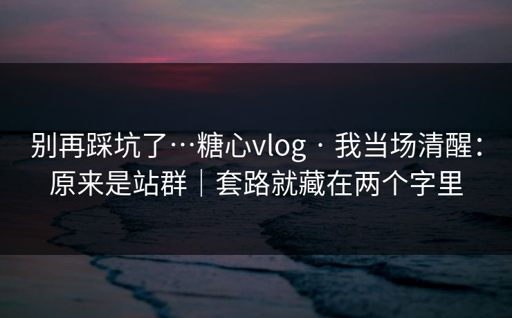 别再踩坑了…糖心vlog · 我当场清醒:原来是站群|套路就藏在两个字里 别再踩坑了…糖心vlog · 我当场清醒:原来是站群|套路就藏在两个字里