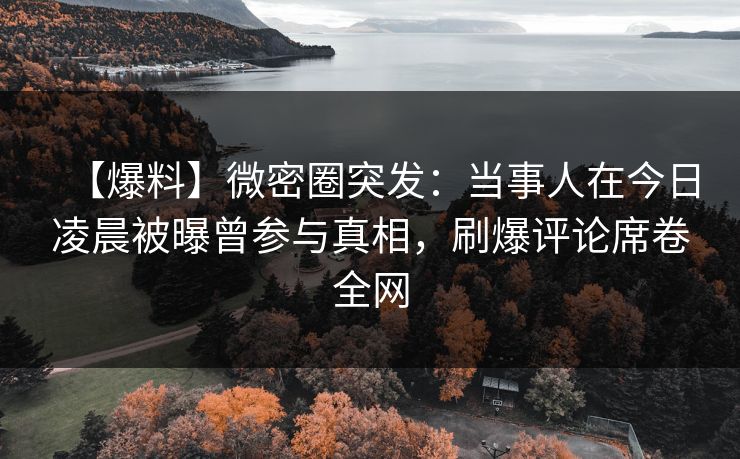 【爆料】微密圈突发：当事人在今日凌晨被曝曾参与真相，刷爆评论席卷全网