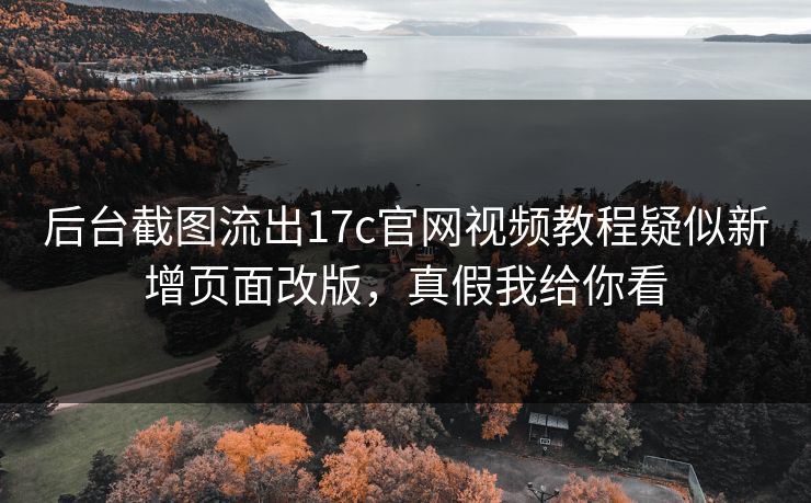 后台截图流出17c官网视频教程疑似新增页面改版，真假我给你看